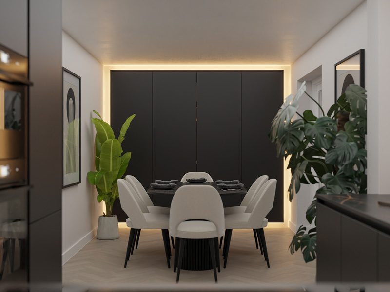Integrated lighting detail in bespoke furniture