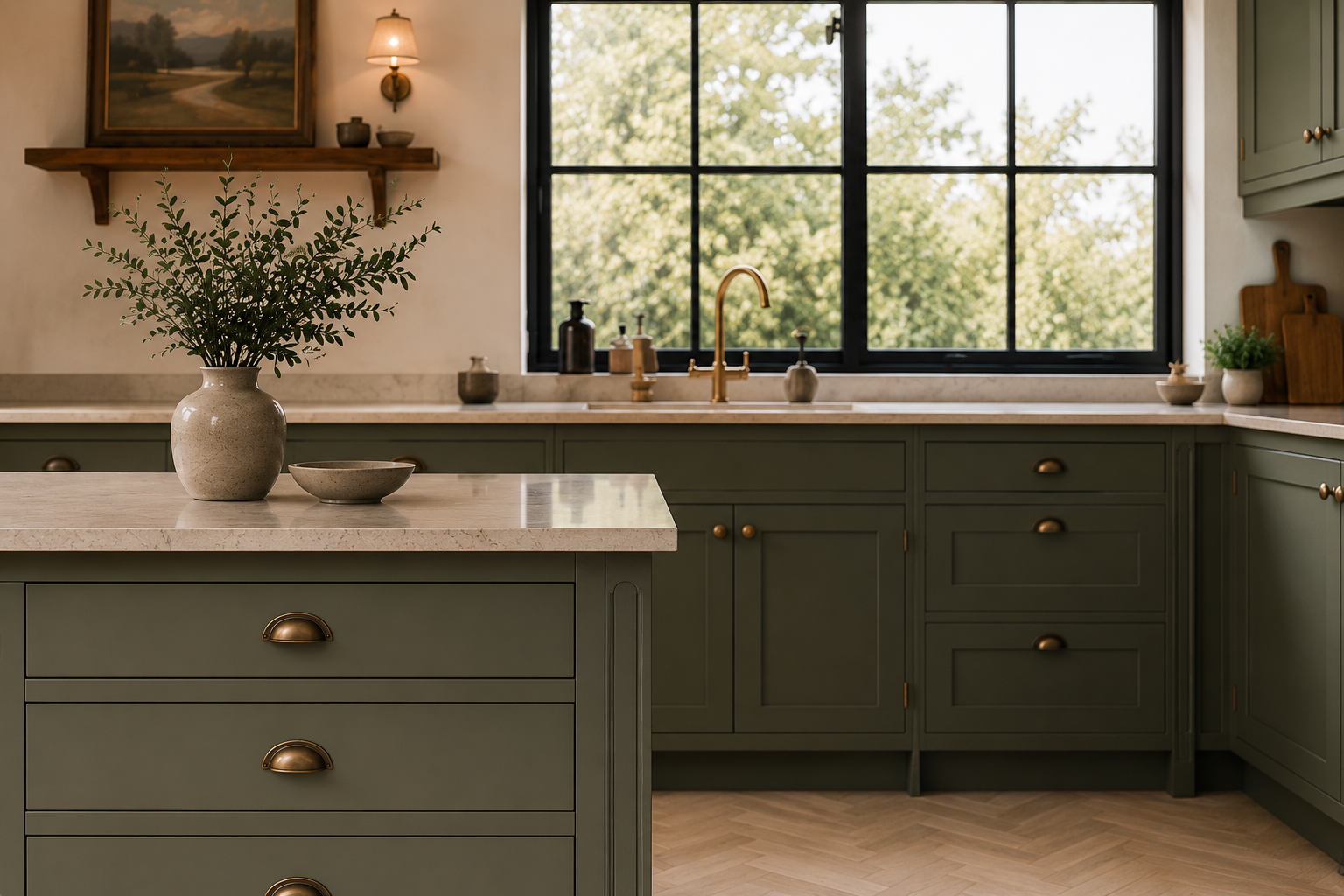 Painted kitchen cabinet finish and texture detail