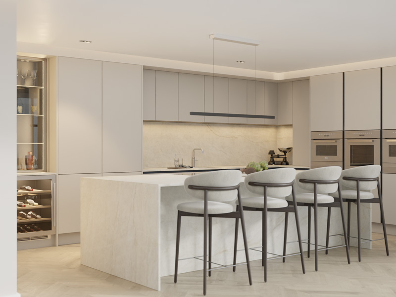 Contemporary handleless bespoke kitchen design