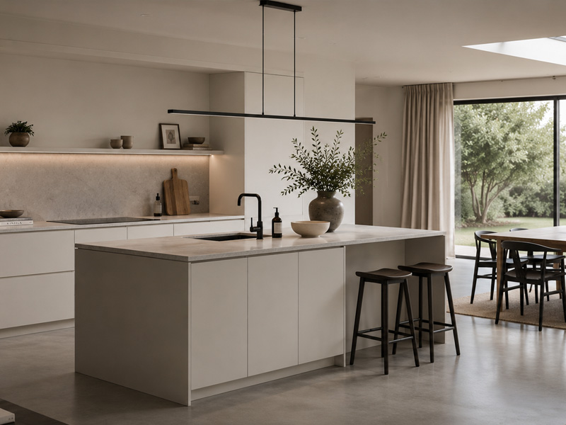 Elegant slab kitchen cabinets and finishes